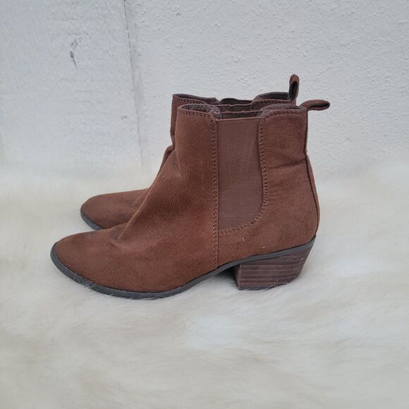 American Eagle Outfitters Boots Womens 6 Ankle Booties Brown Faux Suede Slip On - Picture 5 of 6